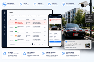 AI-powered unauthorized vehicle detection system using license plate recognition, video surveillance, and real-time security alerts to identify vehicles entering restricted property areas.