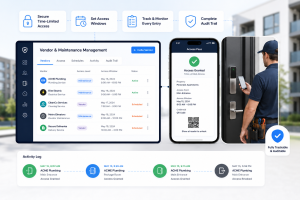Vendor and maintenance access management platform providing secure time-limited credentials, mobile access passes, and real-time audit trails for contractors, service providers, and property vendors.