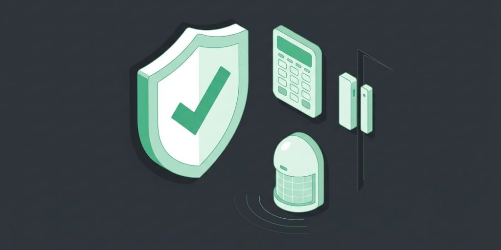 Co-Founder Charlie Bourne Earns Florida Certified Alarm System Contractor I License cover illustration Illustration: a shield badge with a green check beside an alarm keypad, a door contact sensor, and a motion sensor