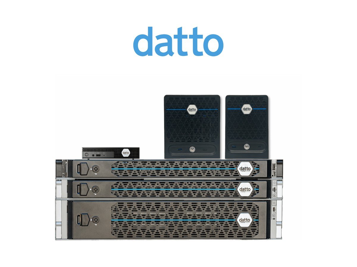 Datto logo with Datto backup and business continuity appliances