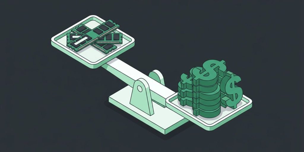 Why a Global Memory (RAM) Shortage Matters to Your Security Tech Budget and Planning cover illustration Illustration: a balance scale with memory sticks on one side outweighed by a stack of dollar signs