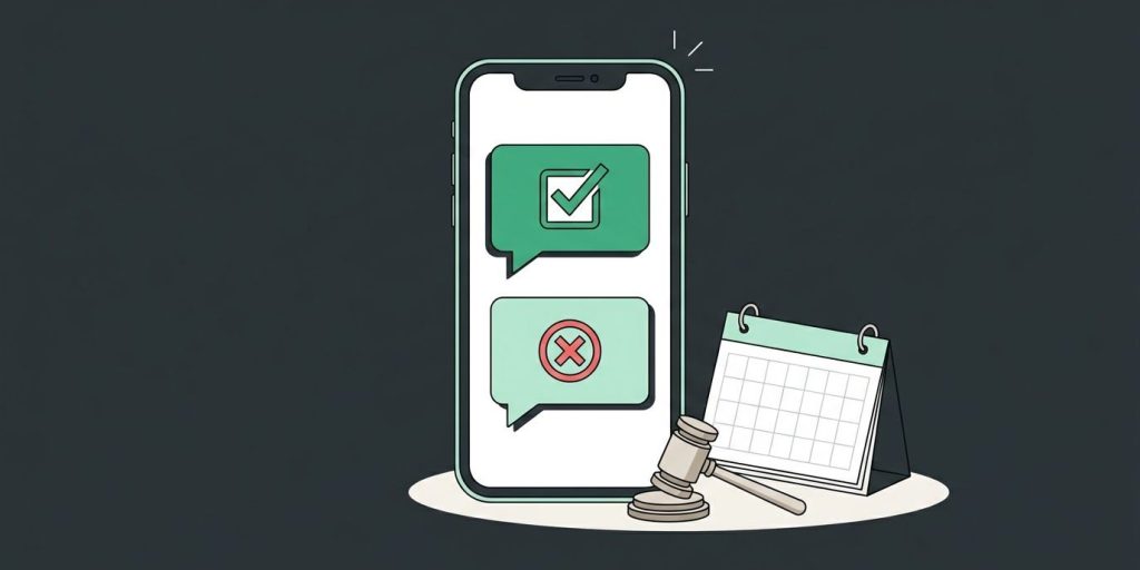 FCC SMS Consent Rules: What Changed in 2025 and 2026 cover illustration Illustration: a smartphone showing text messages, one with a consent check box and one with an opt-out icon